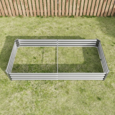 Metal Raised Garden Bed Kit | 7.6'×3.7', 27 cu.ft, Anti-Rust, Open Bottom, 10-Min Assembly, Silver