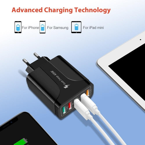 PBG 5-Port LED Wall Charger – Bundle with 4 XL 10ft Nylon iPhone Cables