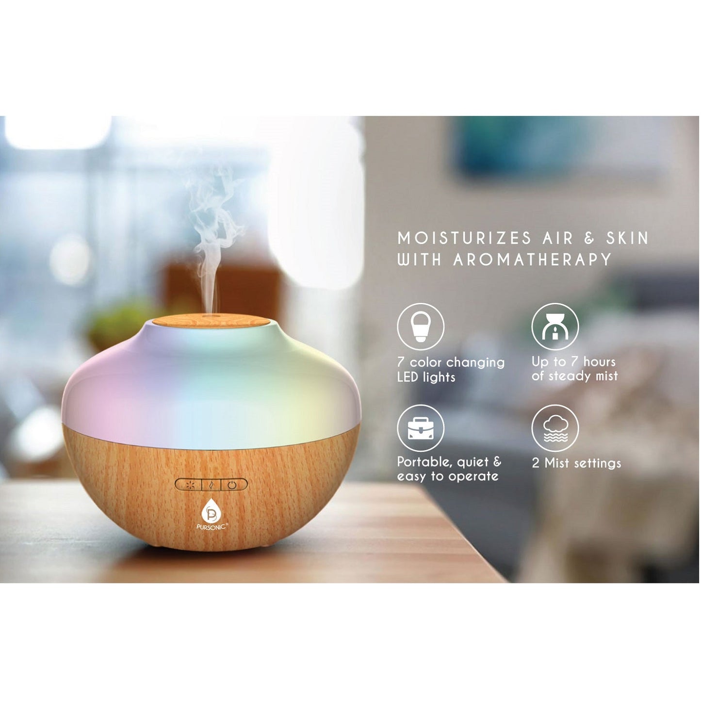Pursonic Ultimate Wellness Bundle – HEPA Air Purifier + Aromatherapy Diffuser + 6 Essential Oils