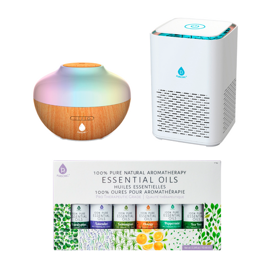 Pursonic Ultimate Wellness Bundle – HEPA Air Purifier + Aromatherapy Diffuser + 6 Essential Oils