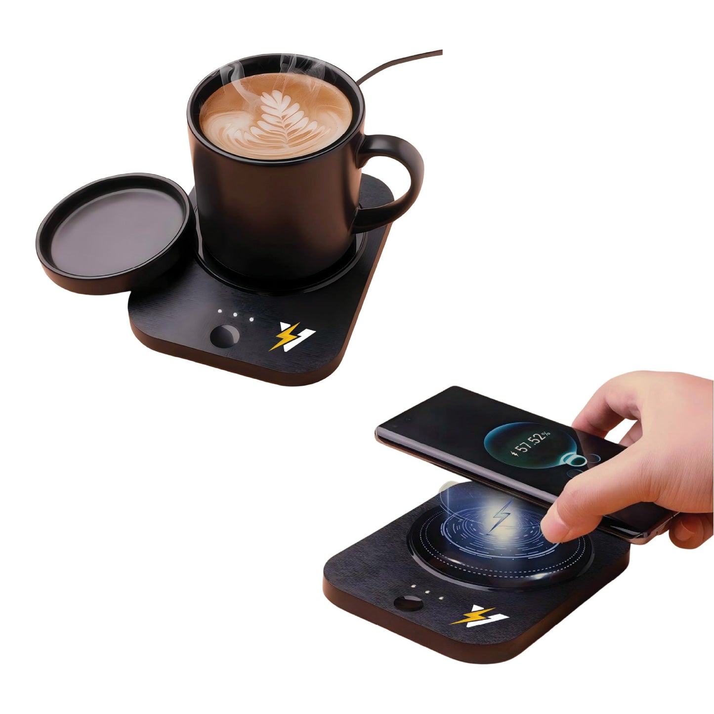 Sip & Charge 2-in-1 Wireless Charger & Mug Warmer – 15W Fast Charging + 131°F Warmth