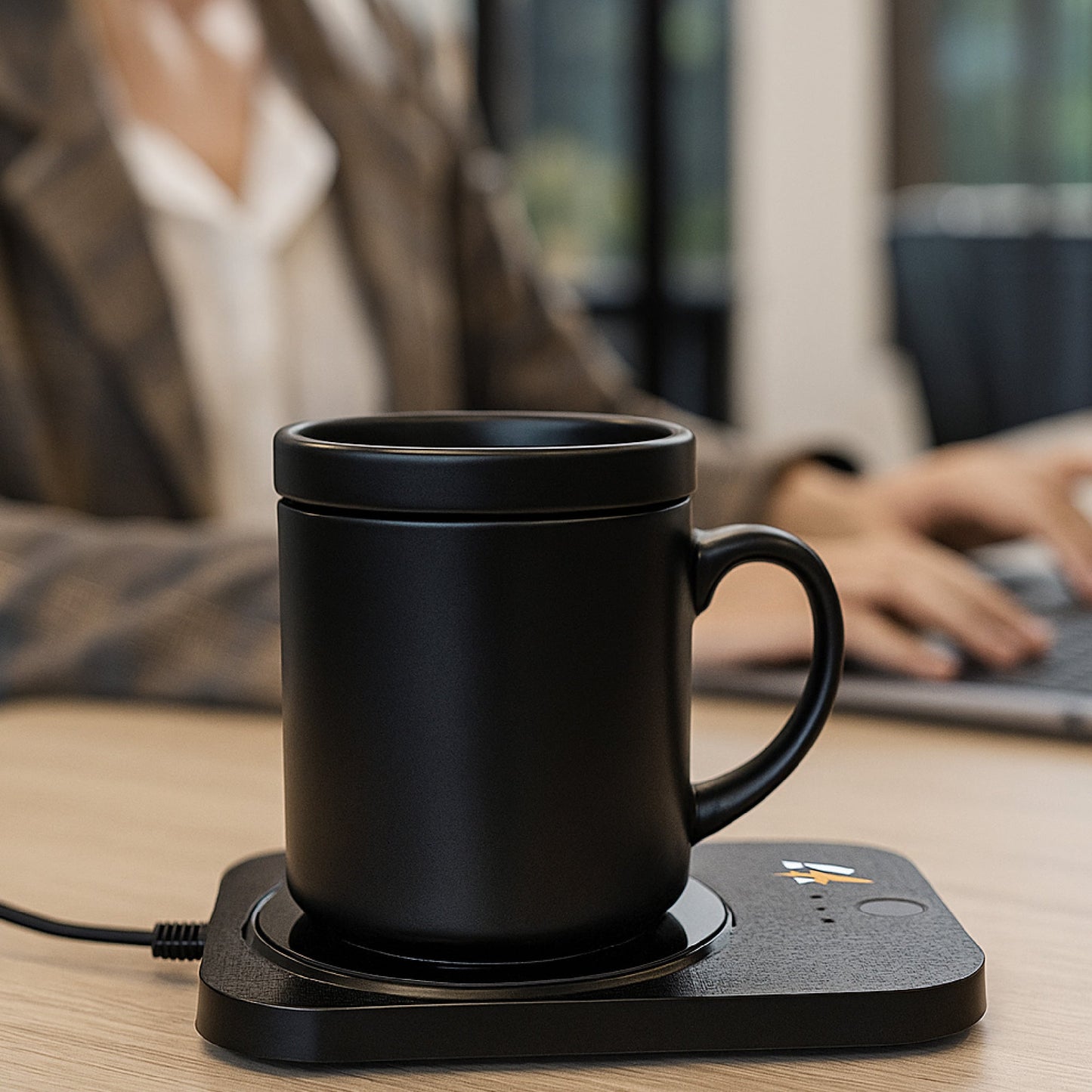Modern Workspace Productivity Bundle – Pursonic 3-in-1 LED Desk Lamp + Sip & Charge Wireless Charger & Mug Warmer