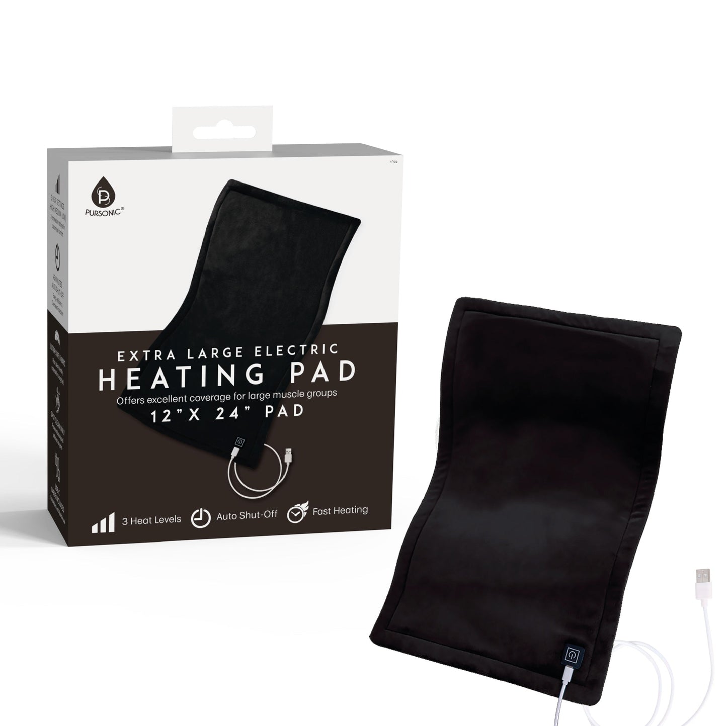 Power & Comfort Duo – 10,000mAh LED Fast Charging Power Bank + Extra Large Electric Heating Pad (12” x 24”)