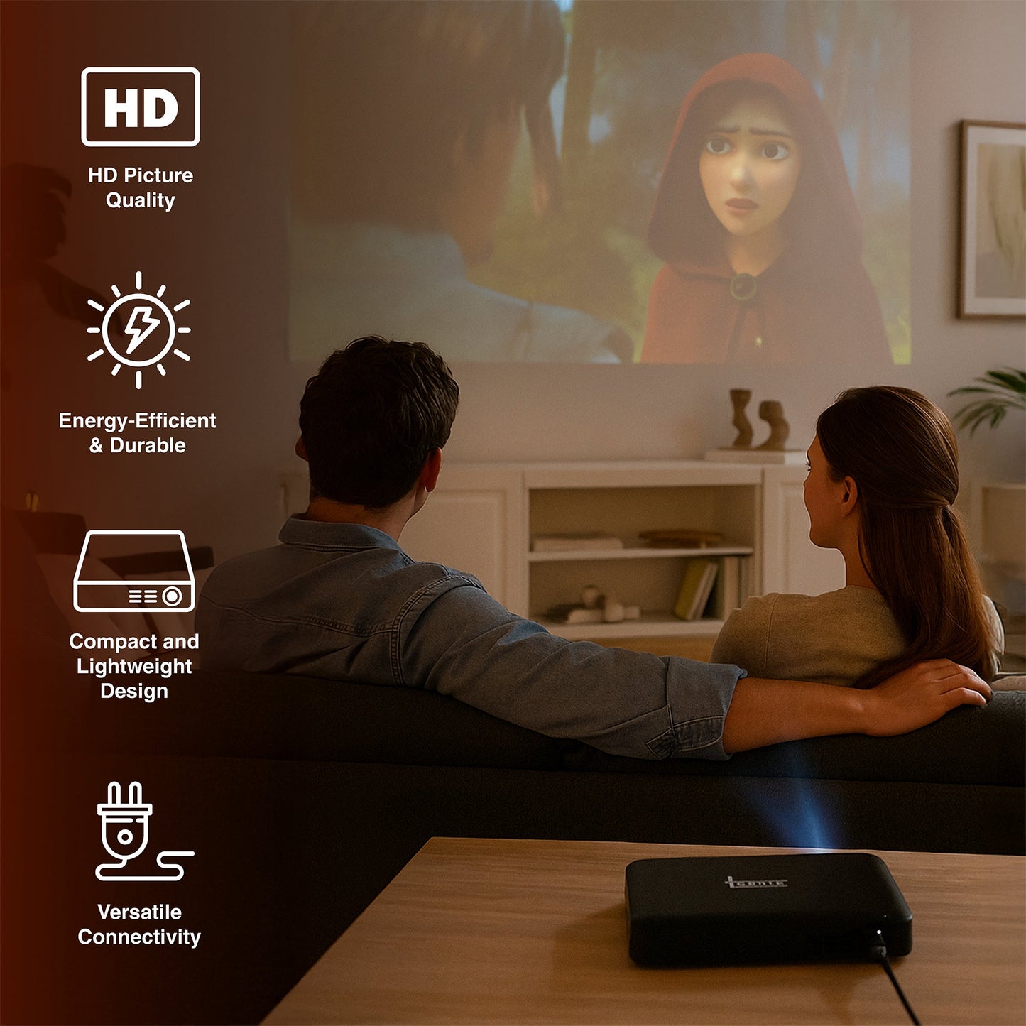 Pursonic Compact HD Projector – Portable Mini Projector for Movies, Gaming & Presentations