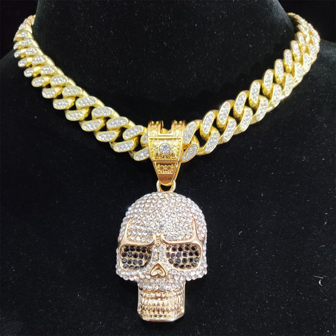 Punk Hip Hop Cuban Necklace – Iced Out Rhinestone Bling Chain | Gold & Silver