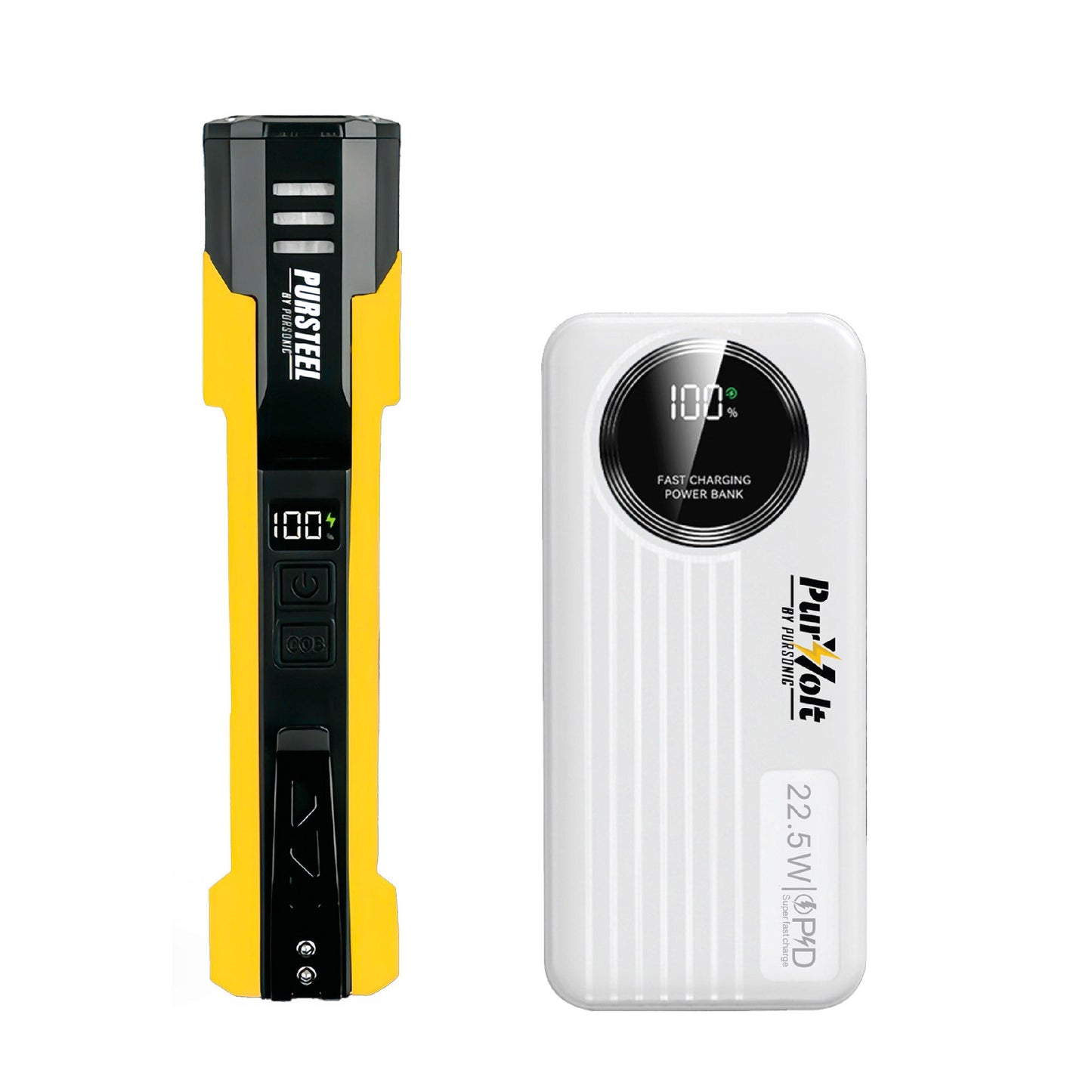 Pursonic Emergency Prep Bundle – 2-in-1 Ultra Bright Flashlight + 10,000mAh LED Fast Charging Power Bank