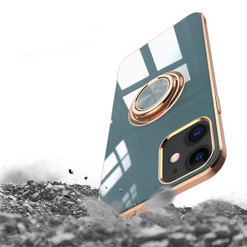 Ringora Electroplated Magnetic Ring Holder iPhone Case – 360° Ring Stand & Magnetic Car Mount