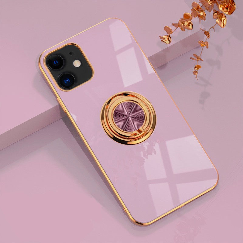 Ringora Electroplated Magnetic Ring Holder iPhone Case – 360° Ring Stand & Magnetic Car Mount
