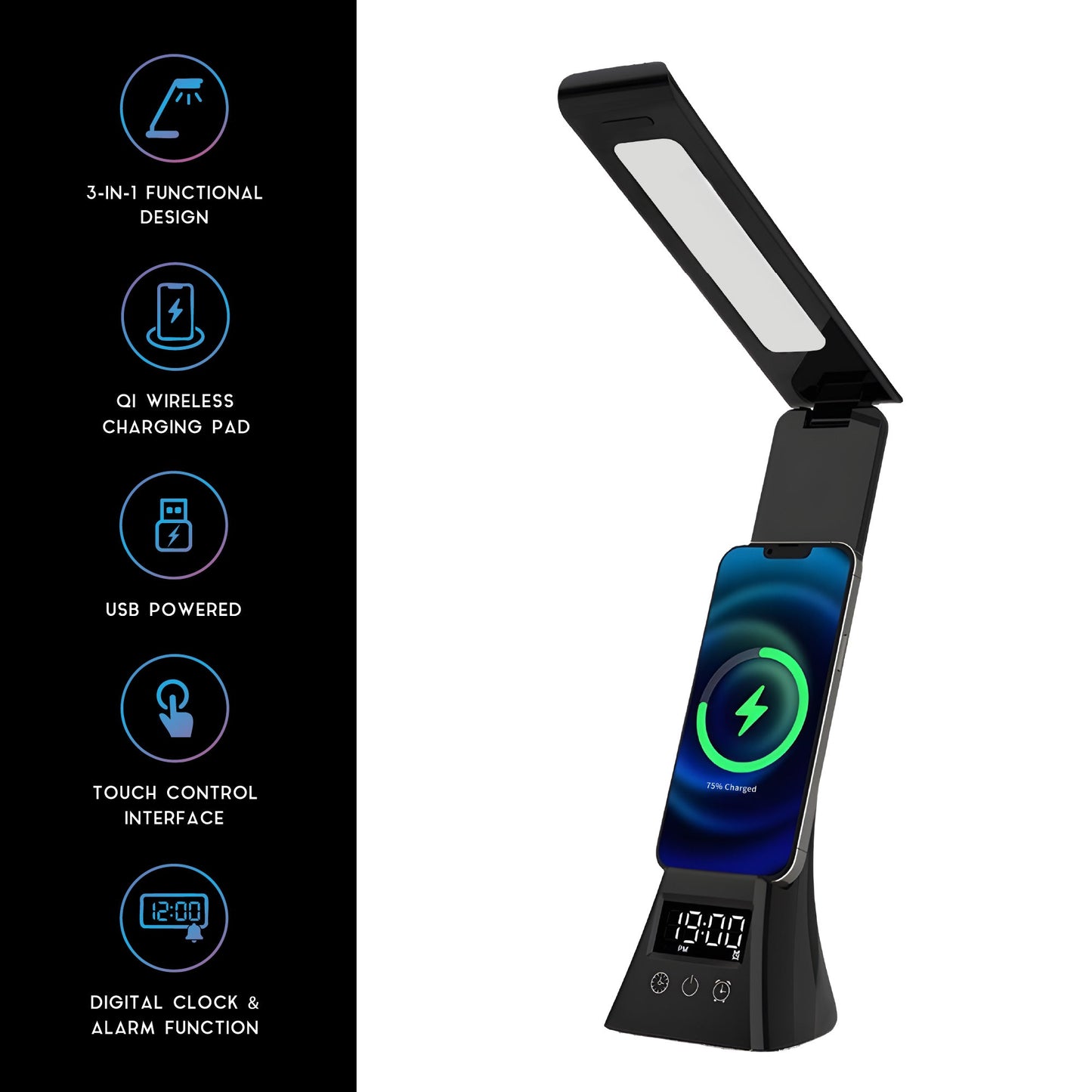 Modern Workspace Productivity Bundle – Pursonic 3-in-1 LED Desk Lamp + Sip & Charge Wireless Charger & Mug Warmer