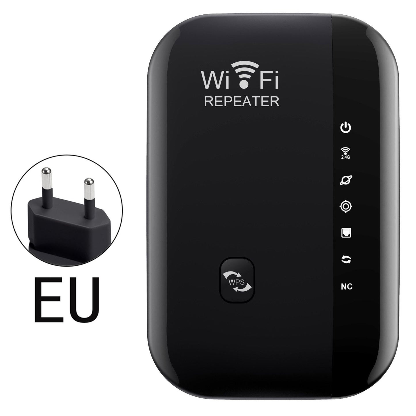 WiFi Network Extender & Range Booster | 2.4GHz, WPS, 802.11b/g/n | AU/EU/UK/US Plug | Black & White