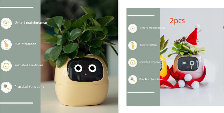 Smart AI Electronic Plant Pot – 7 Sensors, 49+ Expressions & Intelligent Water Monitor