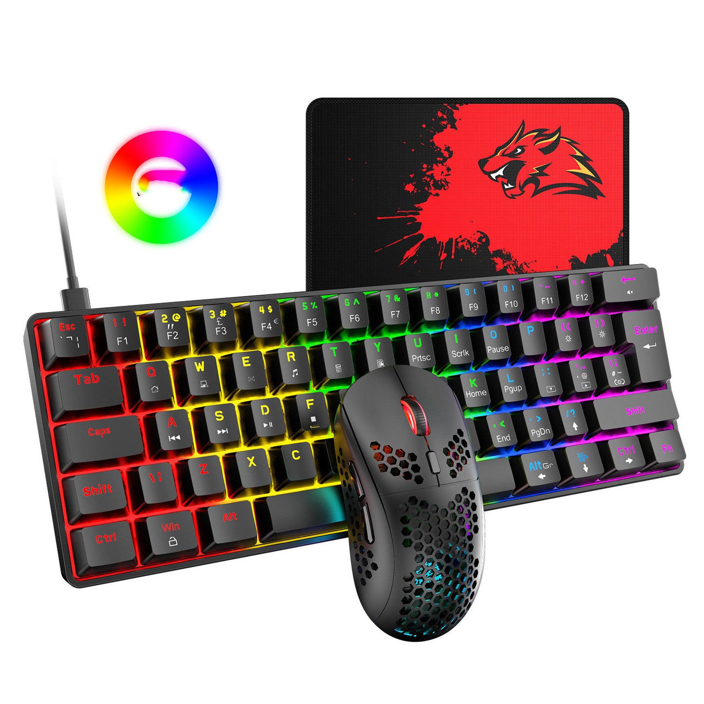 Wired RGB Gaming Keyboard & Mouse Combo | 6400DPI Optical Mouse, Multimedia Keys, Plug & Play | 6 Color Options