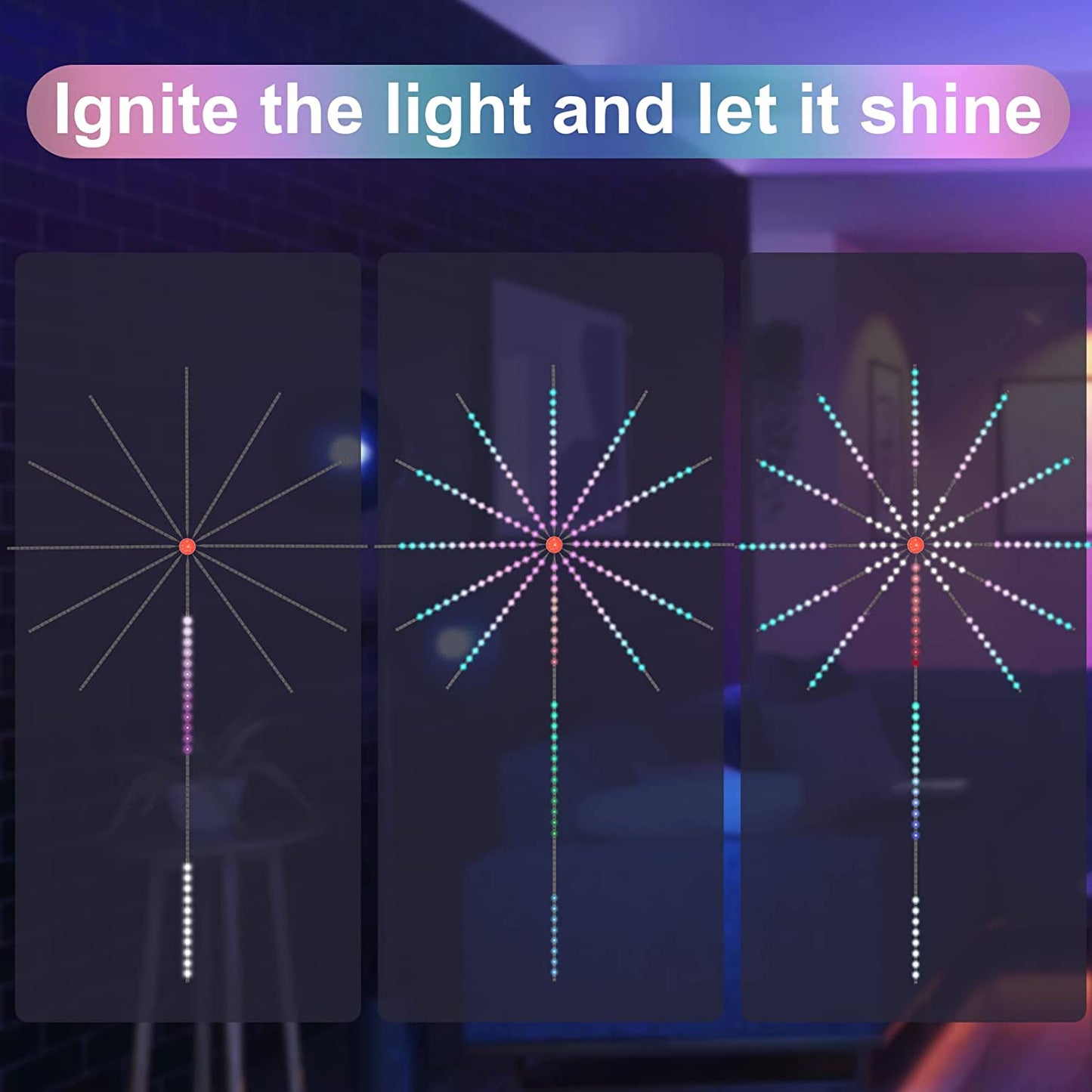 Firework LED Strip Light | Music & Mic Sync | Bluetooth App & Remote | SMD5050 RGB | USB | Small & Big | Room, Party & Gaming