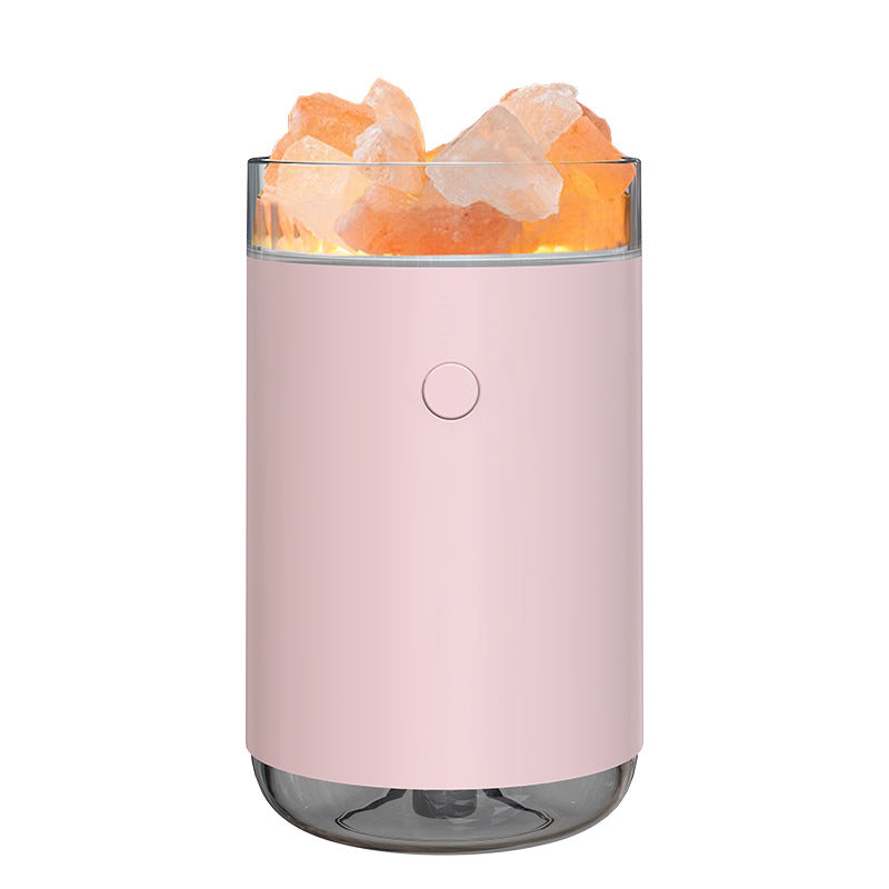 Crystal Salt Stone Humidifier & Aroma Diffuser | USB | 260ml | LED Night Light | Negative Ions | 4–8hr Spray | Blue, Pink & White