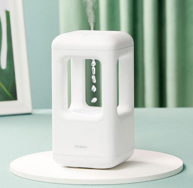 Anti-Gravity Water Drop Humidifier | 500ml | Type-C | Optical Backflow Effect | Ambient Light | Sleep Mode | White Noise <40dB | Bedroom & Desktop