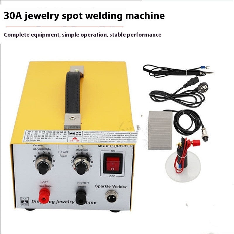 30A DC Jewelry Spot Welder | Foot Pedal Control, Soldering Tweezers, 35×20×14cm, EU/US Plug