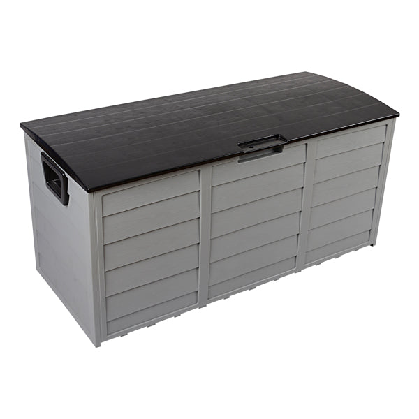 260L Outdoor Garden Storage Box with Wheels | 75 Gal, UV-Resistant, Lockable, Weatherproof, Black & Grey