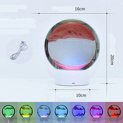 3D Quicksand Glass Table Lamp | ≤36V | Touch Switch | USB | 100×200mm | Blue, Green, Orange, Purple & Red | Bedside, Desk & Home Decor | Night Light & Mood Lamp
