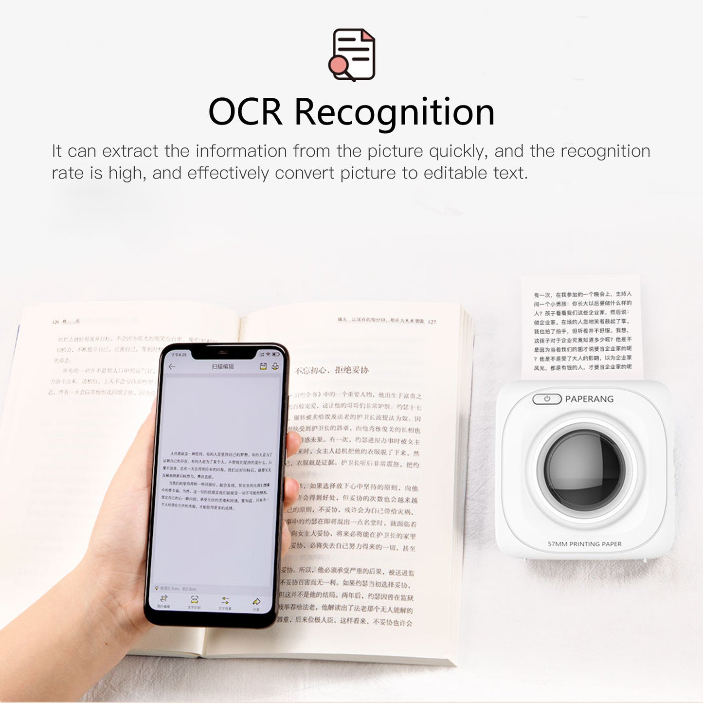 Pocket Bluetooth Thermal Label Printer | Portable Sticker & Label Maker | Home & Office | White