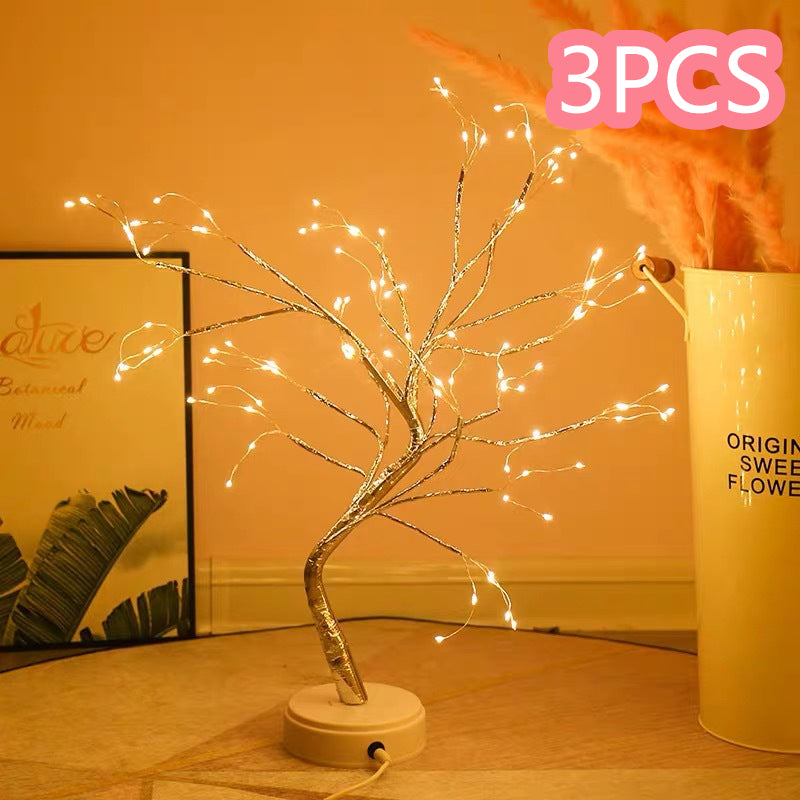 Nordic LED Copper Wire Fairy Light | Battery & USB | Rice Grain & Globe Bulbs | Gold & Silver Tree | Warm Tones | Bedroom, Living Room, Wedding & Hotel Decor