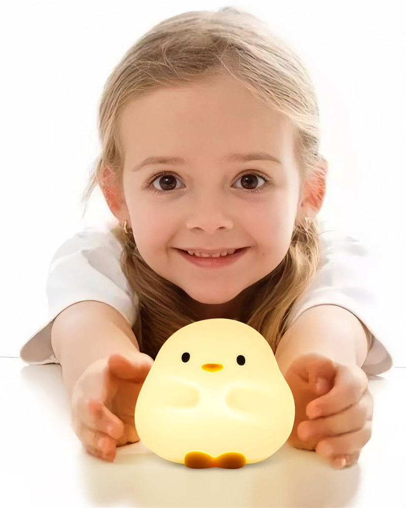 Cute Duck Silicone LED Night Light | 1W | 800mAh USB Rechargeable | 2-Brightness Tap Control | 45hr Battery | Kids Gift