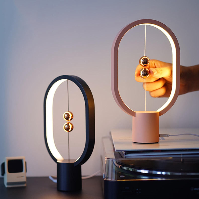 Magnetic Floating Switch LED Table Lamp | 20,000hr | USB & Rechargeable | 2 Sizes | Black, Green, Pink, Red, White & Wood | Bedroom & Bedside Decor