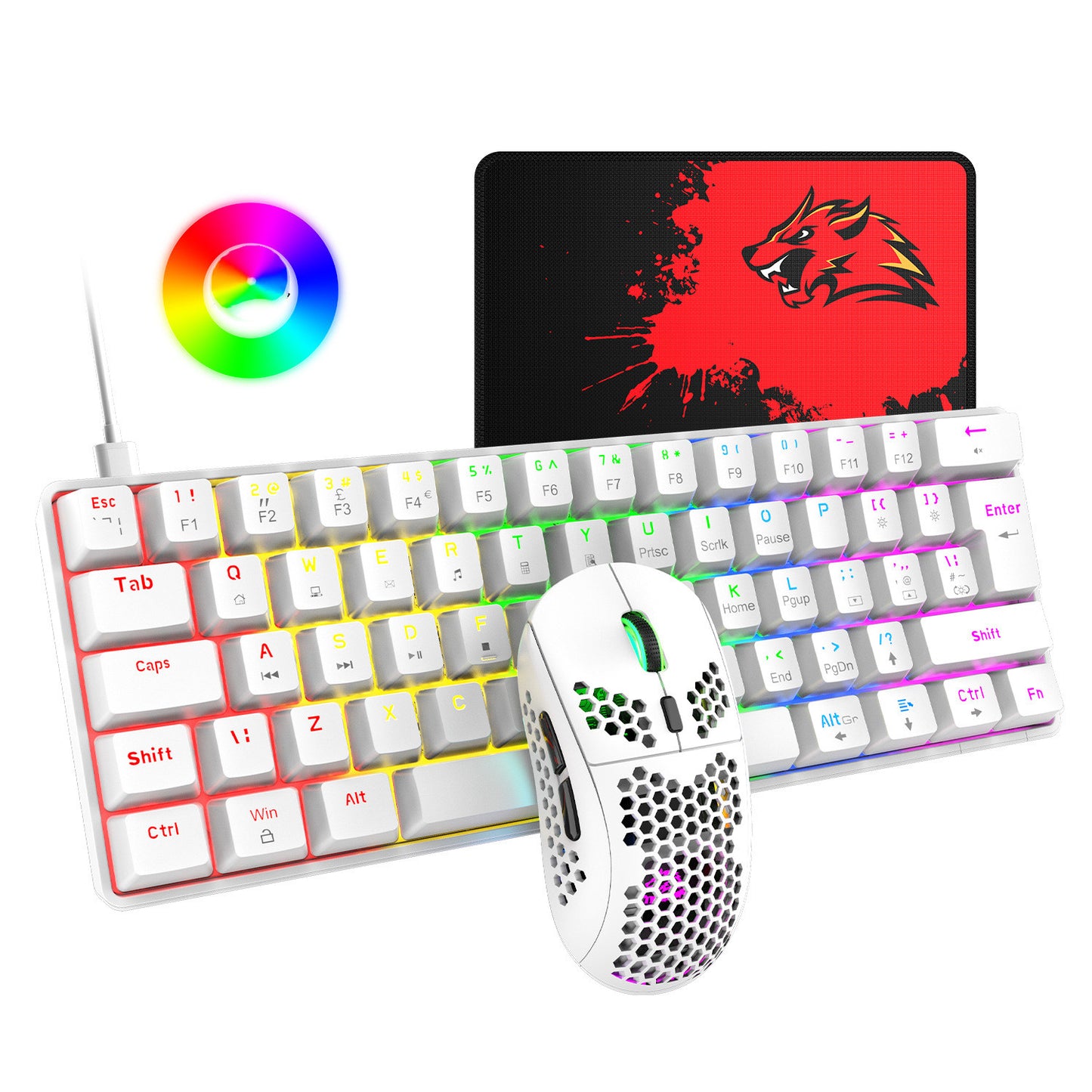 Wired RGB Gaming Keyboard & Mouse Combo | 6400DPI Optical Mouse, Multimedia Keys, Plug & Play | 6 Color Options