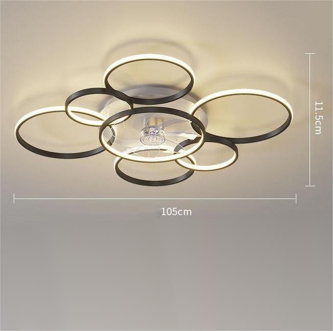 Nordic PC Blade Acrylic Flush Mount LED Ceiling Fan | Stepless Dimming, 2 Models, Black/White & Gold, 110-240V