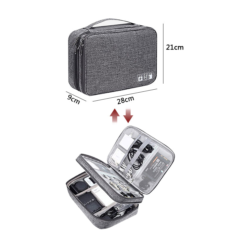 Double Layer Electronics Organizer Bag – Waterproof Travel Cable Case