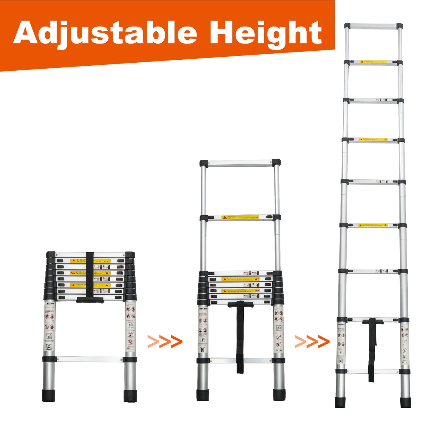 8.5ft Aluminum Telescoping Extension Ladder | 330 lbs Capacity, Collapsible, Multi-Purpose, RV & Outdoor