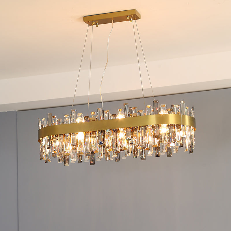 Stainless Steel Wire-Drawn Crystal Chandelier | 8-20 Lights, 50,000h, 1m Adjustable, 110-220V, 5 Sizes