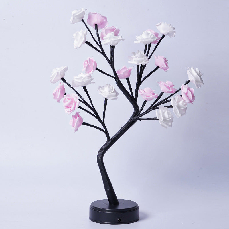 3D LED Rose Flower Tree Table Lamp | USB | 5V | 380×120×450mm | IP42 | 50,000hr | Bendable Branches | 10 Colours | Bedroom, Wedding & Valentine’s Gift