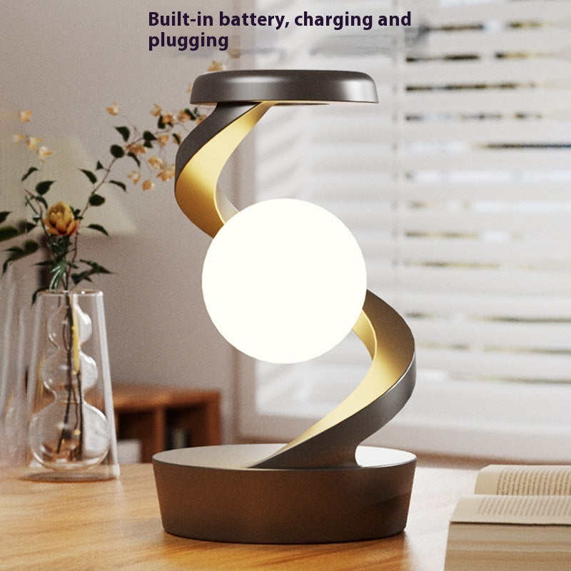 Rotating Moon Desk Lamp | 3W | Wave Control | Stepless Dimming | 15W Wireless Charging | 217mm | Gray & White