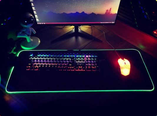 RGB LED Gaming Mouse Pad | 12 Lighting Modes | USB Powered | 3mm & 4mm | 7 Sizes | Desk & Gaming Setup