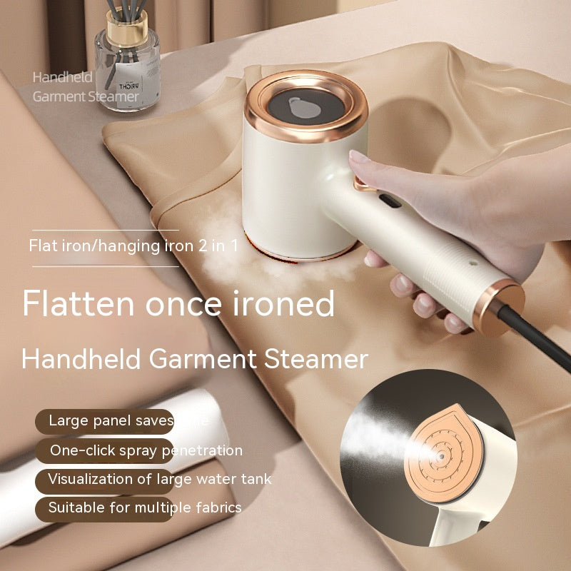 33W Handheld Portable Garment Steamer | Titanium Panel | 50ml | 111–240V | AU/CN/EU/UK/US Plug | Flat & Hanging | All Fabrics | Beige, Green & Light Purple | Travel & Home