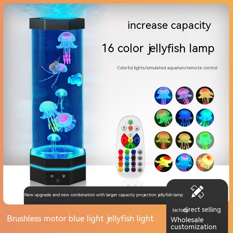 15-Inch Jellyfish Lava Lamp | 36 RGB | 17 Colours | Remote Control | Water Ripple Projector | USB Plug-In | Kids Night Light & Home Decor | Classic Black & Metallic Silver