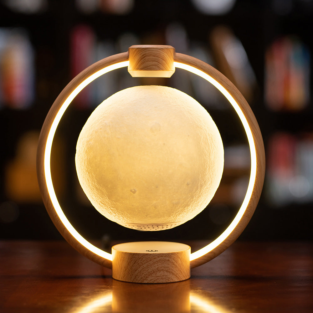 Magnetic Levitation Moon Bluetooth Speaker | K1 | 6D Surround | RGB Lights | Remote | 150mm Sphere | AU EU UK US | Black & Wood Grain