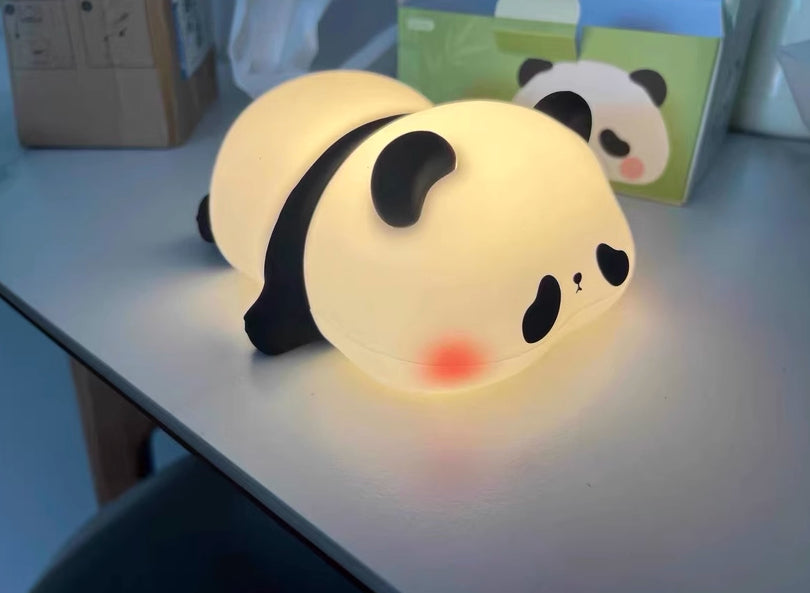 Silicone Animal Night Light | BPA-Free | 3 Brightness Levels | 30-Min Timer | 6hr Battery | Type-C | Kids Bedroom | Black, Pink, Panda & Rabbit