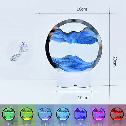 3D Quicksand Glass Table Lamp | ≤36V | Touch Switch | USB | 100×200mm | Blue, Green, Orange, Purple & Red | Bedside, Desk & Home Decor | Night Light & Mood Lamp