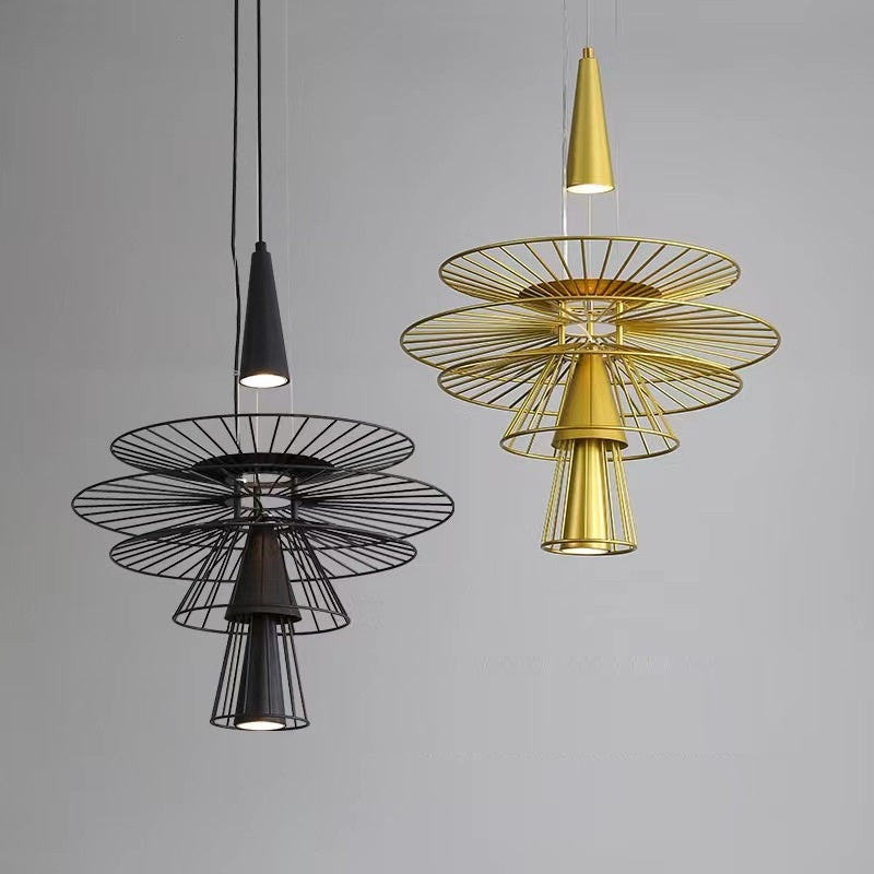 Modern Creative Art Iron LED Pendant Light | Warm & Cool White, Black & Gold, 12,000h, 5-10㎡, Button Switch