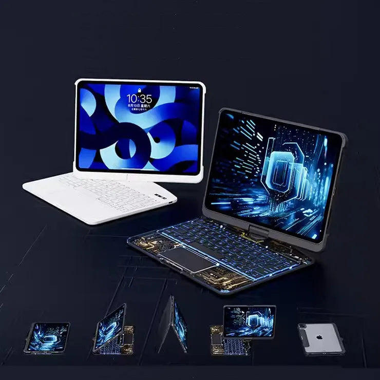 360° Rotating iPad Keyboard Case with Trackpad | Bluetooth | Scissor-Switch | Pen Slot | 5 Colors