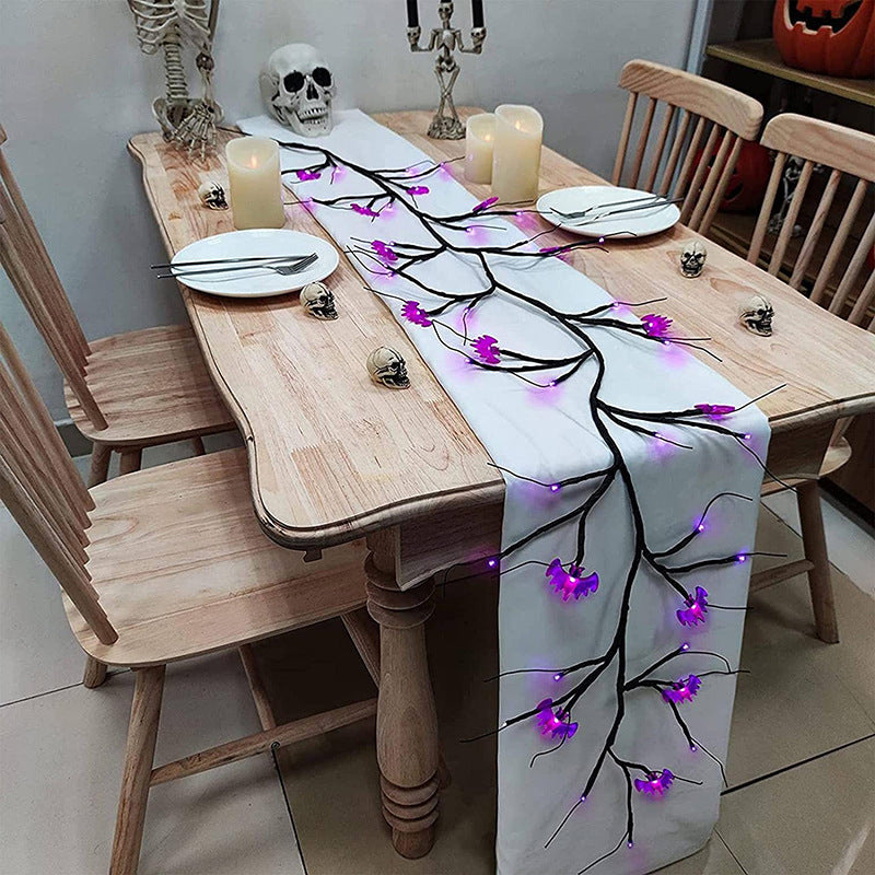 Halloween LED Vine Rattan String Lights | 100 LED | 2m | 4.5V | 50,000hr | Bat & Pumpkin Figures | Indoor & Outdoor | Party, Window & Home Decor | Singles & Bundle Set