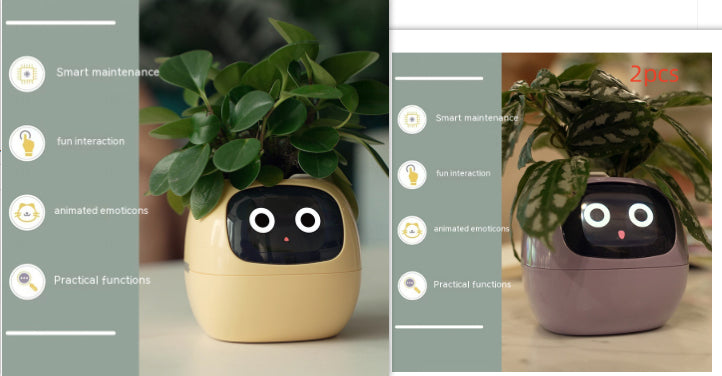 Smart AI Electronic Plant Pot – 7 Sensors, 49+ Expressions & Intelligent Water Monitor