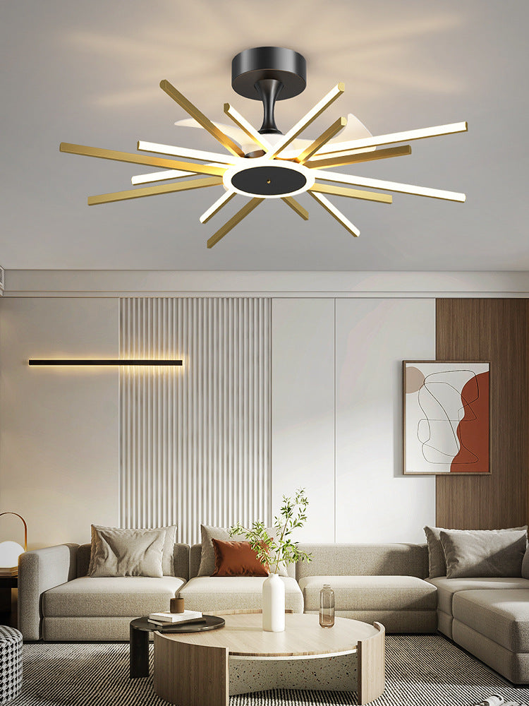 Nordic Light Luxury Iron LED Ceiling Fan Lamp | 3 Sizes 63-100cm, Black & Black Gold, Living Room & Bedroom