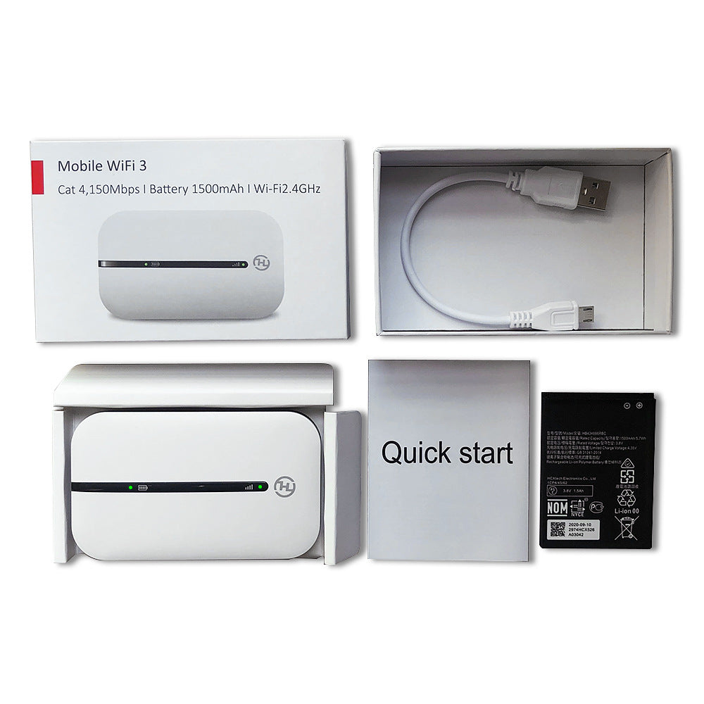 Mini 4G/3G WiFi Router with Lithium Battery | 150Mbps, Unlocked, Built-In Firewall | Black & White