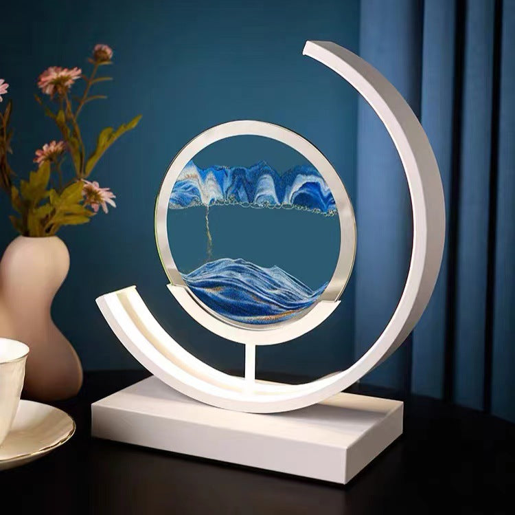 Quicksand LED Decorative Lamp | 3D Flowing Sand Art Light | Aluminium & Glass | 250×240mm | Semicircle | Touch Switch | 8 Sand Colours | Modern Minimalist | Home & Office Decor Gift