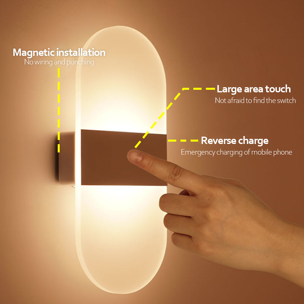 Rechargeable LED Wall Lamp | USB | 2000mAh | 3W & 6W | 3000K & 6500K | Acrylic Shade | 14×6cm, 22×11cm & 29×11cm | Black & White | Cabinet, Bedroom & Hallway Light