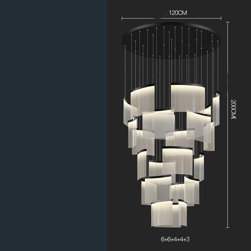 Modern Stainless Steel Grid Mesh LED Chandelier | 7-23 Heads, Black & Gold, Stepless Dimming, 111-240V, Villa & Duplex