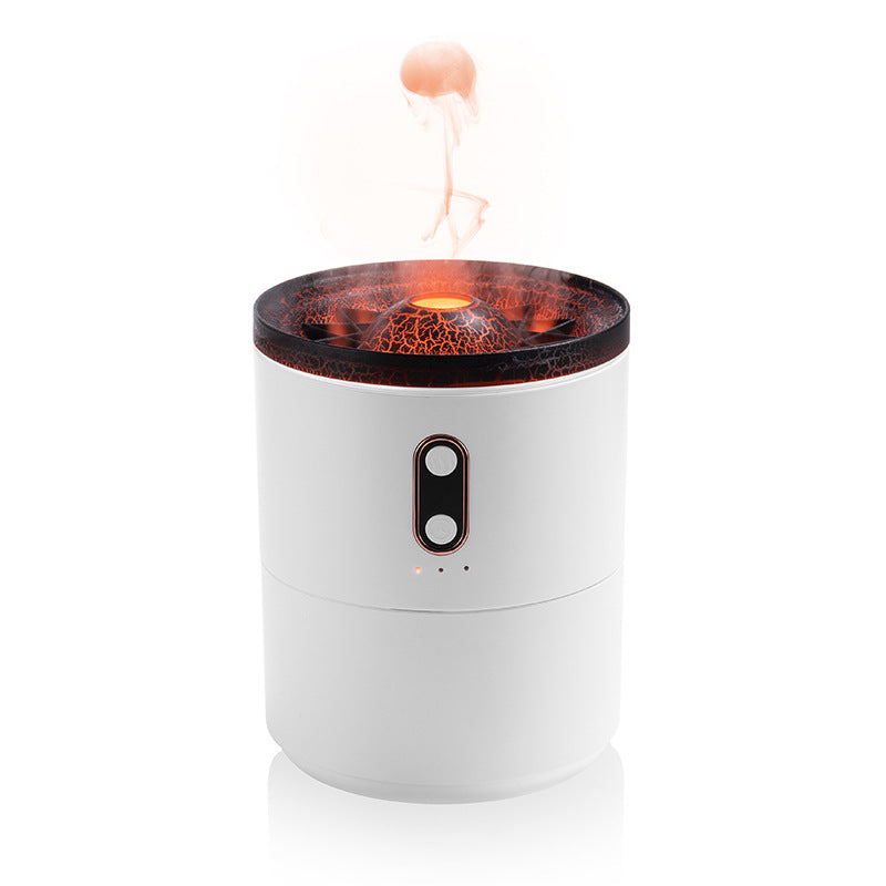 Volcanic Flame Aromatherapy Humidifier & Essential Oil Diffuser | USB | Dual Mist | 2–8hr Timer | Night Light | White