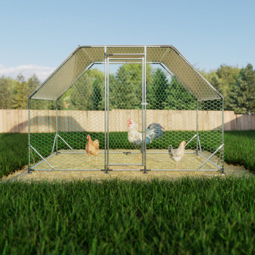 Large Walk-In Metal Chicken Coop & Poultry Run | 9.94'×6.46', Waterproof Cover, Lockable Doors, Predator-Proof